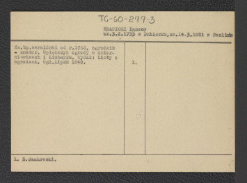 karta katalogowa zawierająca analogiczne informacje biograficzne na podstawie Edmund Jankowski , skan 1