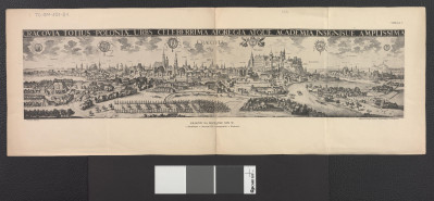 reprodukcja z miedziorytu w zbiorach Muzeum Czartoryskich w Krakowie ukazująca miasto na początku XVII wieku wykonana w zakładzie fotografii Antoniego Trybalskiego w Krakowie, skan 1