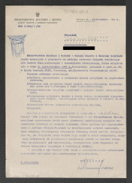 pismo dyrektora Zarządu Muzeów i Ochrony Zabytków Ministerstwa Kultury i Sztuki z dnia 30 września 1965 r. skierowane do Gerarda Ciołka z prośbą o przybycie na zebranie Zespołu Doradczego do spraw Parków Etnograficznych i Budownictwa Drewnianego, skan 1