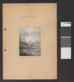 widok z tzw. lotu ptaka na zespół pałacowy w Łobzowie, skan 1