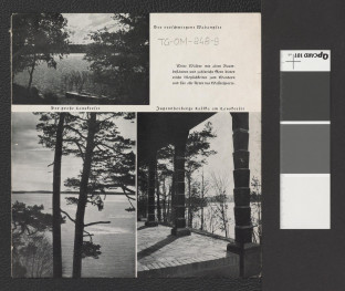 widok na miejscowe jeziora (wycinek z niemieckojęzycznej publikacji zawierającej reprodukcje dwubarwnych fotografii), skan 1