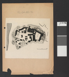 nadbitka fragmentu karty z Ciołek G., Ogrody polskie, Warszawa 1954, s. 38 przedstawiająca ogrody na Wawelu z początku XVIII w., skan 1