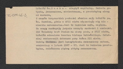 wypis z opracowania Wojewódzkiego Konserwatora Zabytków dot. tamtejszych obiektów zabytkowych, skan 2