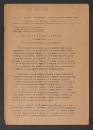 referat sekcyjny pt. Polskie dachy łamane przygotowany i wygłoszony przez prof. Feliksa Markowskiego podczas sesji naukowej Politechniki Gdańskiej w dniach 5-6 czerwca 1953 r., skan 1
