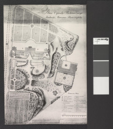 plan Ogrodu Botanicznego z 1927 roku (dwie odbitki dwubarwnej fotografii za zbiorów Pracowni Fotomikrofilmowej Archiwum Dokumentacji Mechanicznej), skan 3