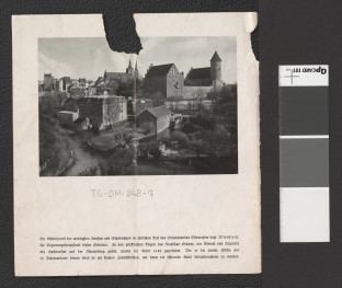 widok na centrum miasta (fragment karty z niemieckojęzycznej publikacji zawierający dwubarwną reprodukcję fotografii), skan 1
