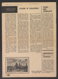karta czasopisma „Ziemia” nr 7 (1957) zawierająca artykuł autorstwa Zygmunta Brockiego pt. Ogier w Gdańsku z cyklu Z dawnych kronik i innych zabytków piśmiennictwa, skan 1