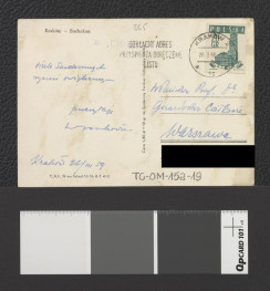 karta pocztowa przedstawiająca Barbakan widoczny od strony Plant, skan 2