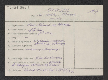 wypis z kwestionariusza Ministerstwa Kultury i Sztuki z 1957/1958 roku, skan 1