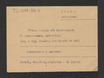 karta opisowa do ilustracji autorstwa Karola Pomianowskiego zamieszczonej w „Tygodniku Ilustrowanym” bądź też „Kłosach”, skan 1