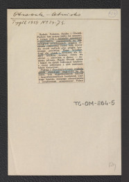wycinek z „Tygodnika Ilustrowanego” nr 29 (1929) zawierający fragment tekstu wzmiankującego miejscowe sanatoria, pensjonaty oraz gmach otwockiego magistratu, skan 1
