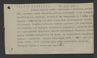 materiały robocze do tekstu pt.: ”Ogrody zamkowe”, karty luzem, podklejone, fragmenty kartek , skan 4