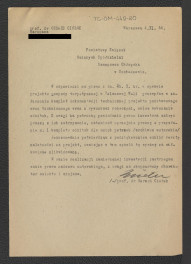 potwierdzenie ze strony Gerarda Ciołka o odbiorze reszty wynagrodzenia za podjęty projekt oraz prośba o przesłanie kompletu odbitek wykonanych rysunków na potrzeby archiwum autorskiego – z dnia 4 listopada 1954 roku, skan 1