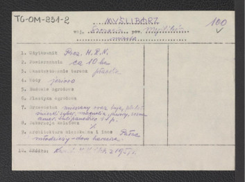wypis z kwestionariusza Ministerstwa Kultury i Sztuki z 1957 roku, skan 1