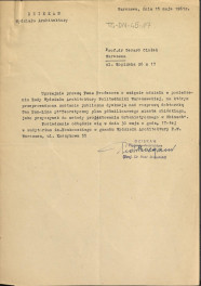 recenzja z dnia 3 maja 1961 r. pracy doktorskiej Tao-Sun-Lina pt. "Teoretyczny projekt półmilionowego miasta chińskiego jako przyczynek do metody projektowania urbanistycznego w Chinach" oraz pismo z dnia 25 maja dziekana Wydziału Architektury Politechniki Warszawskiej z prośbą o wzięcie udziału przez Gerarda Ciołka w dyskusji nad ww. rozprawą dotorską, skan 8
