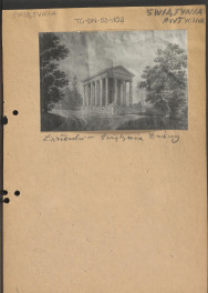 ilustracja związana z hasłem - świątynia (świątynia antyczna) - Świątynia Diany w Łazienkach Królewskich (rysunek N. Krzysztofowicza z 1827 r.), skan 1