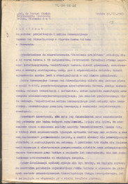 Koreferat z dnia 20 lipca 1963 r. do założeń projektowych i szkicu koncepcyjnego Muzeum Wsi Górnośląskiej w Śląskim Parku Kultury w Chorzowie, skan 1