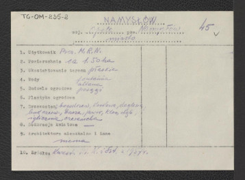 wypis z kwestionariusza Ministerstwa Kultury i Sztuki z 1957 roku, skan 1