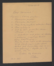 list do Gerarda Ciołka z 20 czerwca 1961 roku, skan 1