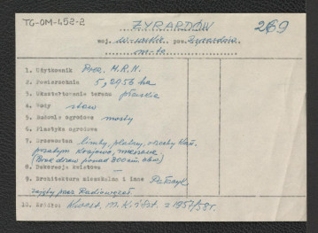 wypis z kwestionariusza Ministerstwa Kultury i Sztuki z 1957/1958 roku, skan 1