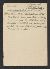 wypis z Baedeker, Nordestdeutschland, 1896 wzmiankujący zieleńce poza miastem oraz marmurowy biust pruskiego feldmarszałka Blüchera, skan 1