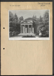ilustracja związana z hasłem - świątynia (świątynia antyczna, budowla ogrodowa) - kaplica (pawilon ogrodowy Panteon) w Dobrzycy, sztych Charles'a Ransonnette zamieszczony w: Edward Raczyński "Wspomnienia Wielkopolski”, Poznań 1842-1843, skan 1