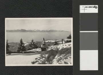 Gorce - panorama Tatr z tarasu schroniska na Turbaczu (fotografia dwubarwna w formie pocztówki – 147x105), skan 1