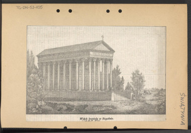 ilustracja związana z hasłem - świątynia - widok kościoła w Rogalinie (ob. kościół parafialny pw. św. Marcelina), skan 1