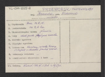 wypis z kwestionariusza Ministerstwa Kultury i Sztuki z 1957 roku, skan 1