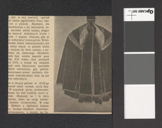 detal architektoniczny w budynku uniwersytetu ukazujący Pogoń Litewską (wycinek z „Tygodnika Ilustrowanego” z 1919 roku zawierający dwubarwną reprodukcję fotografii), skan 2