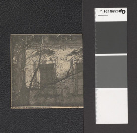 fragment dawnego obserwatorium astronomicznego (wycinek z „Tygodnika Ilustrowanego” z 1929 roku zawierający dwubarwną reprodukcję fotografii), skan 1