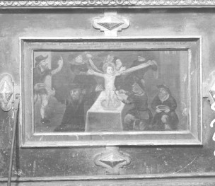 kościół parafialny pw. Nawrócenia św. Pawła - wnętrze: fragment stalle, skan 1