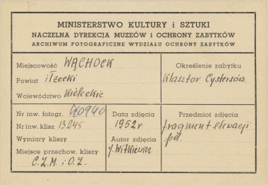 Zespół opactwa Cystersów - fragment płd. elewacji klasztoru - metryczka, skan 1