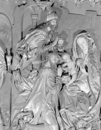 Kościół Mariacki pw. Wniebowzięcia Najświętszej Marii Panny - ołtarz Wita Stwosza: otwarty strona lewa - scena: Pokłon Trzech Króli - fragment, skan 1