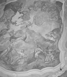 zamek Książ - sala balowa, fragment polichromii, skan 1