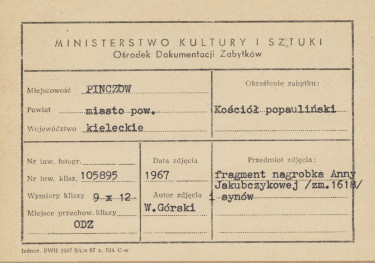 Kościół parafialny - wnętrze, nagrobek Anny Jakubczykowej - fragment - metryczka, skan 1
