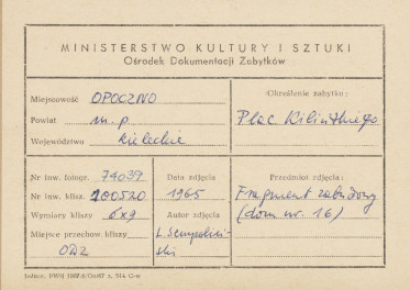 Miasto - Plac Kilińskiego, fragment, widok zabudowy - metryczka

 , skan 1