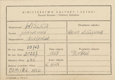 Dom Długosza -  portal w elewacji zach. - metryczka, skan 1