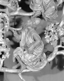 Kościół Mariacki pw. Wniebowzięcia Najświętszej Marii Panny - ołtarz Wita Stwosza: Predella - drzewo Jessego figura mężczyzny, skan 1