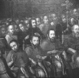 pałac Biskupów Krakowskich - Trzeci Pokój Biskupi /I p./ - fragment stropu - plafon Sąd nad Arianami - fragment, skan 1