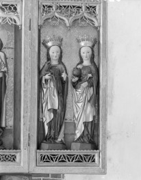 Kościół Najświętszej Marii Panny - wnętrze: Pentaptyk matki Boskiej z Dzieciątkiem, św. Jana Chrzciciela i św. Jerzego. Prawe skrzydło., skan 1