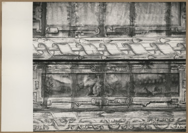 Pałac biskupów - wnętrze, d. sala jadalna, fragment polichromii stropu , skan 1