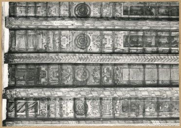 Pałac biskupów - wnętrze, d. sala jadalna, fragment polichromii stropu , skan 1