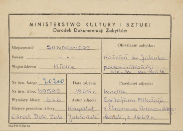  Zespół klasztorny Dominikanów - kościół , epitafium Mikołaja Chronowskiego - metryczka, skan 1