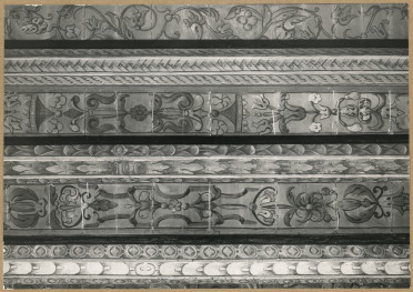 Pałac biskupów - wnętrze, d. komnata biskupia, fragment polichromii na stropie , skan 1