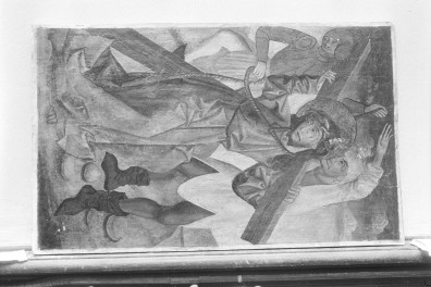 malarz nieznany - kwatera tryptyku z Szańca - awers - droga na Kalwarię, tempera na drewnie, Muzeum Sztuki w Łodzi, skan 1