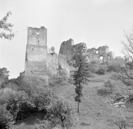zamek Kamieniec - fragment murów z basztą, skan 1