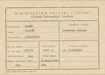Miasto, widok ul. Kolejowej - metryczka, skan 1