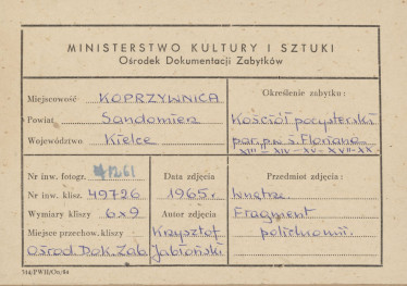 Zespół klasztorny - kościół, wnętrze, fragment malowidła ściennego - metryczka, skan 1
