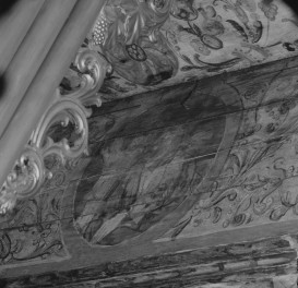 kościół pw. św. Michała Archanioła - nawa główna - zaskrzynienie południowe - fragment polichromii z postacią świętego, skan 1